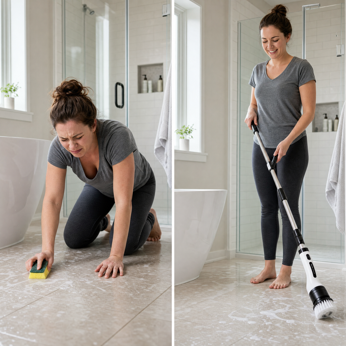 Brisky ™- Electric Spin Scrubber — Cordless ,Adjustable Handle, Dual-Speed, 7 Brush Heads