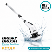Brisky ™- Electric Spin Scrubber — Cordless ,Adjustable Handle, Dual-Speed, 7 Brush Heads